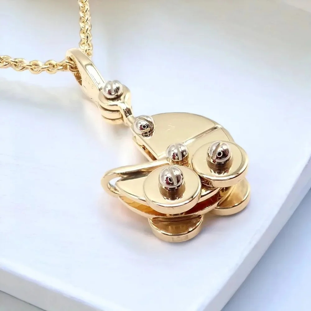 Authentic! Cartier 18k Yellow Gold Baby Carriage Stroller Charm Pendant Necklace